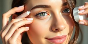 Woman applying eye cream for youthful under-eye skin.