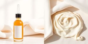 Split image of skin care products for oily and dry skin.