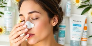 Person applying gel moisturizer on oily skin.