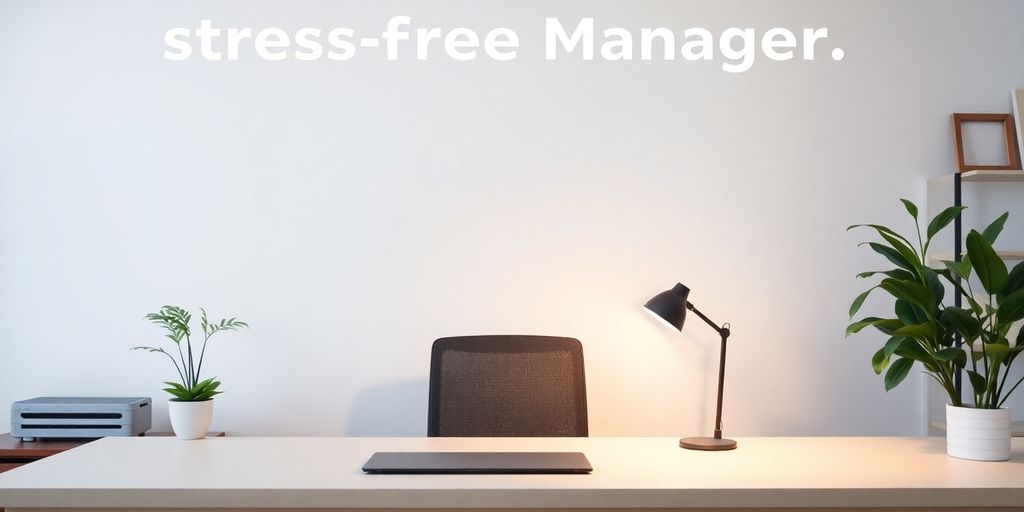 Calm workspace representing stress-free management atmosphere.