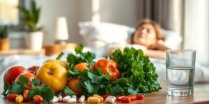 Nutritious foods, vitamins, and a person recovering from illness