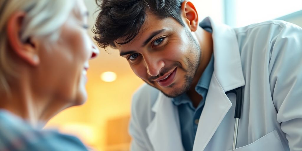 Healthcare professional listening to patient.