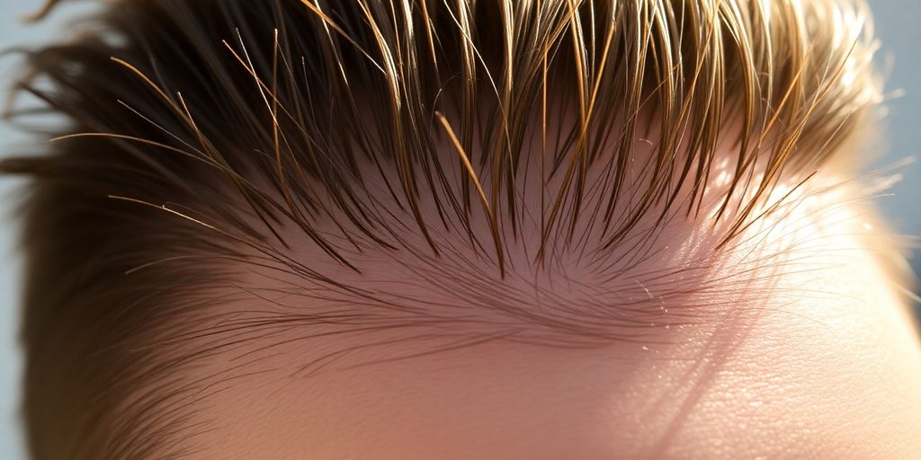 Healthy scalp with vibrant hair strands.