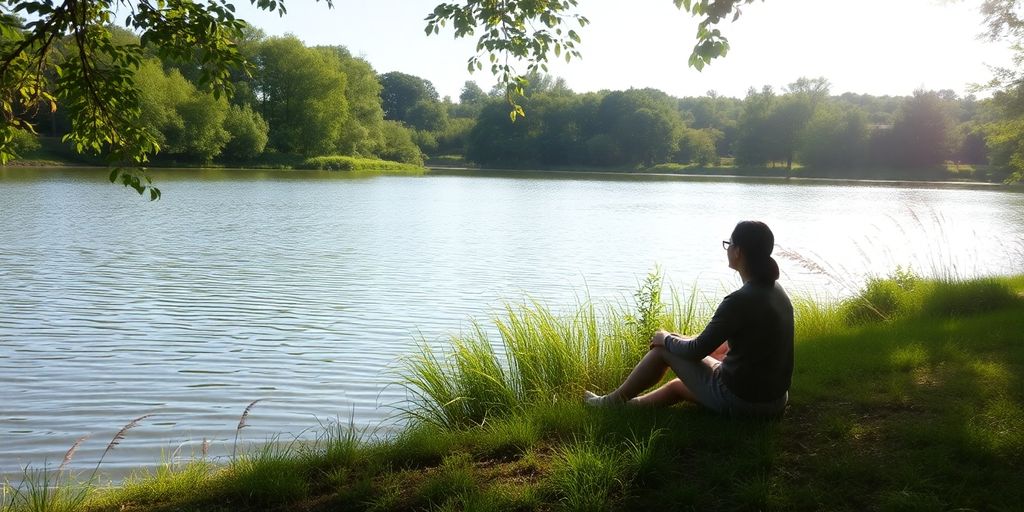 Person finding calm in nature.