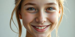 Teenager with glowing, clear skin.