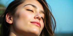 Person relaxing peacefully in nature.